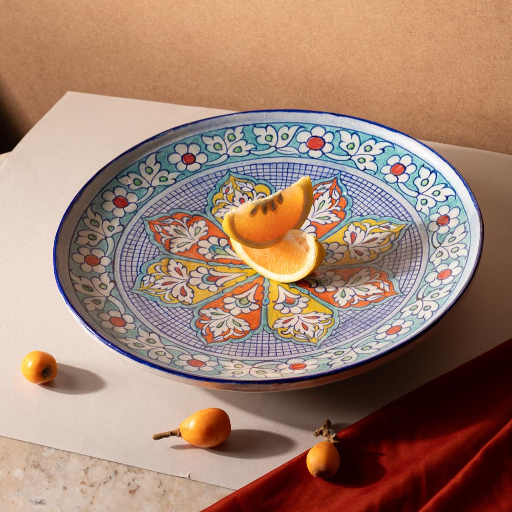 blue ceramic plate handmade